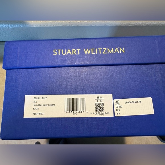 New in Box- Stuart Weitzman-Goldie Jelly Black with Pearl Sandals. Size 8 - Picture 10 of 11